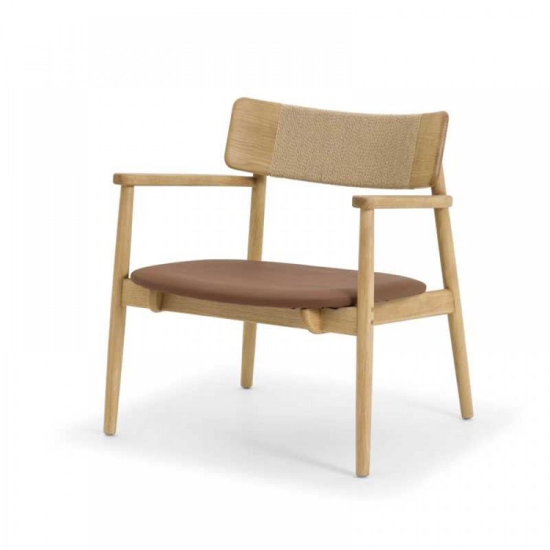 CONNECT LOUNGE ARMCHAIR OAK PU  64 × 67 × 73 cm  Πολυθρόνα ξ΄υλινη  