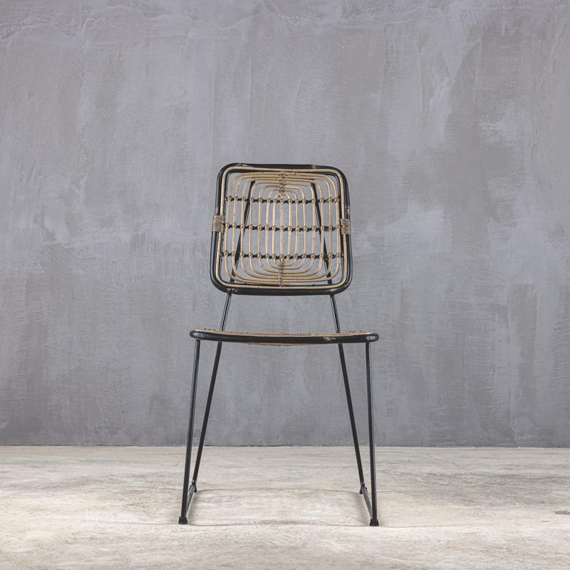 Καρέκλα μεταλλική Πολυθρόνα CAPRI DINING CHAIR Iron, Natural Rattan / Bamboo / Cane - 65 × 80 × 85 cm (L x W x H)