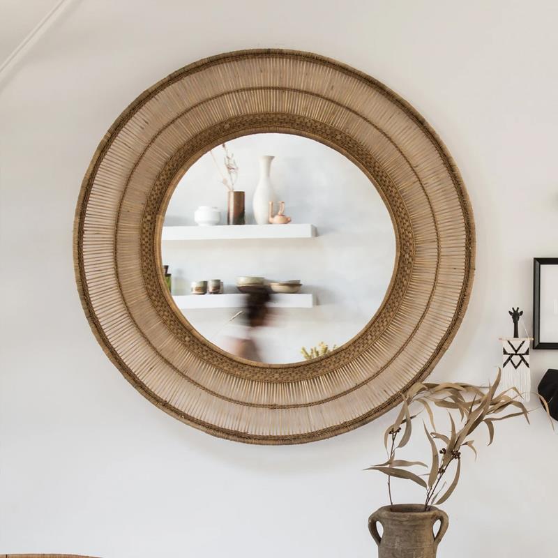 MALAWI MIRROR ROUND NATURAL SMALL   75 × 75 cm (L x W x H) - COD 98900 