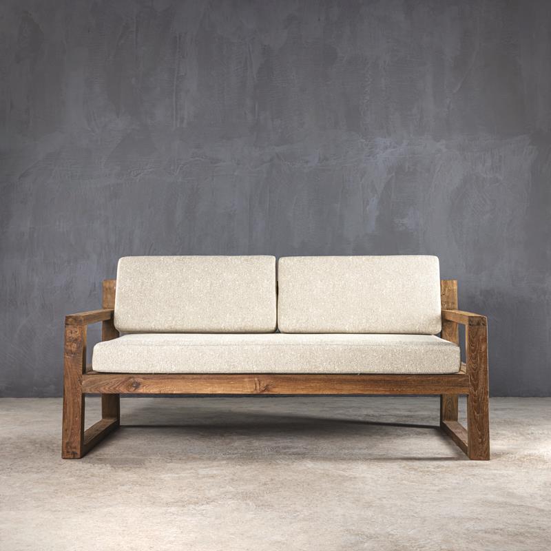 SHOKA 160 SOFA   160 × 87 × 65 cm (L x W x H)   synthetic fabric, Solid wood : Reclaimed teak  