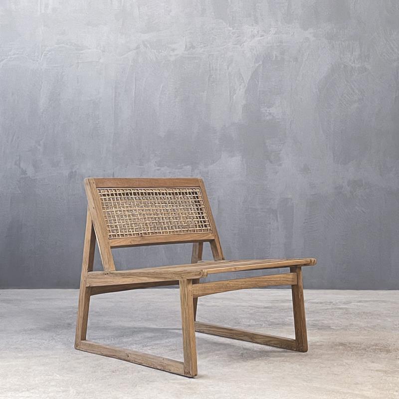 TECTONA LOUNGE CHAIR   75 × 65 × 70 cm (L x W x H) Πολυθρόνα   teak με  Natural Rattan  