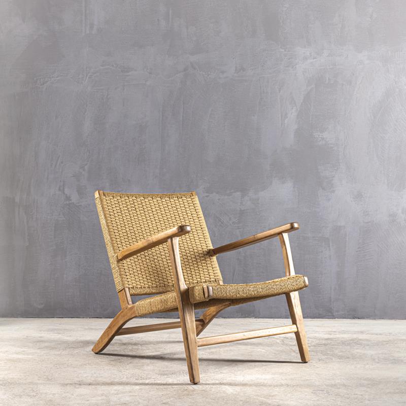Πολυθρόνα BALI BEACH CHAIR TEAK NATURAL CORD  -   81 × 71 × 75 cm (L x W x H) 