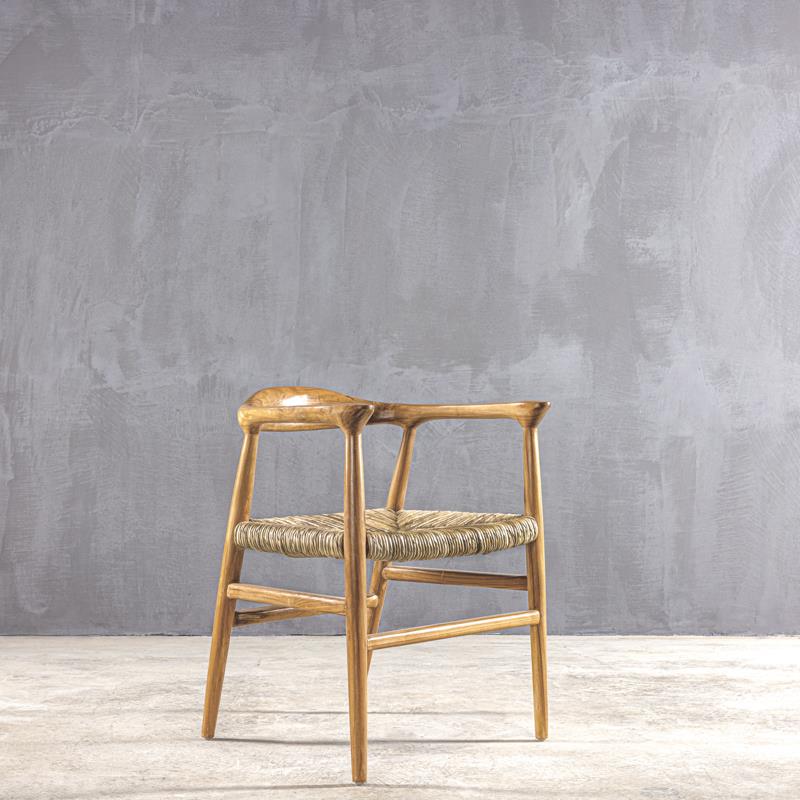 Πολυθρόνα ξυλινη   STRAW ARMCHAIR TEAK    51 × 57 × 71 cm (L x W x H)