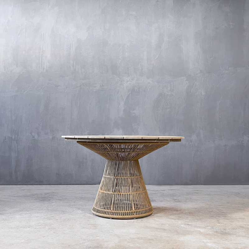 TABLE FIORELLA TEAK D120 - ΤΡΑΠΕΖΙ ΣΤΡΟΓΓΥΛΟ ΚΩΔ 7512S -  120×120×75cm 