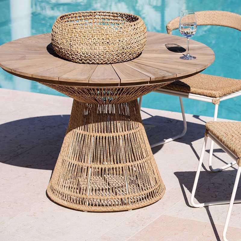 TABLE FIORELLA TEAK D120 - ΤΡΑΠΕΖΙ ΣΤΡΟΓΓΥΛΟ ΚΩΔ 7512S -  120×120×75cm 