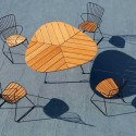 ΤΡΑΠΕΖΙ ΑΛΟΥΜΙΝΙΟΥ ΜΠΑΜΠΟΥ   LEAF TABLE   Aluminium, Natural Rattan / Bamboo / Cane  H:74,5 x W:146 x D:146 cm 