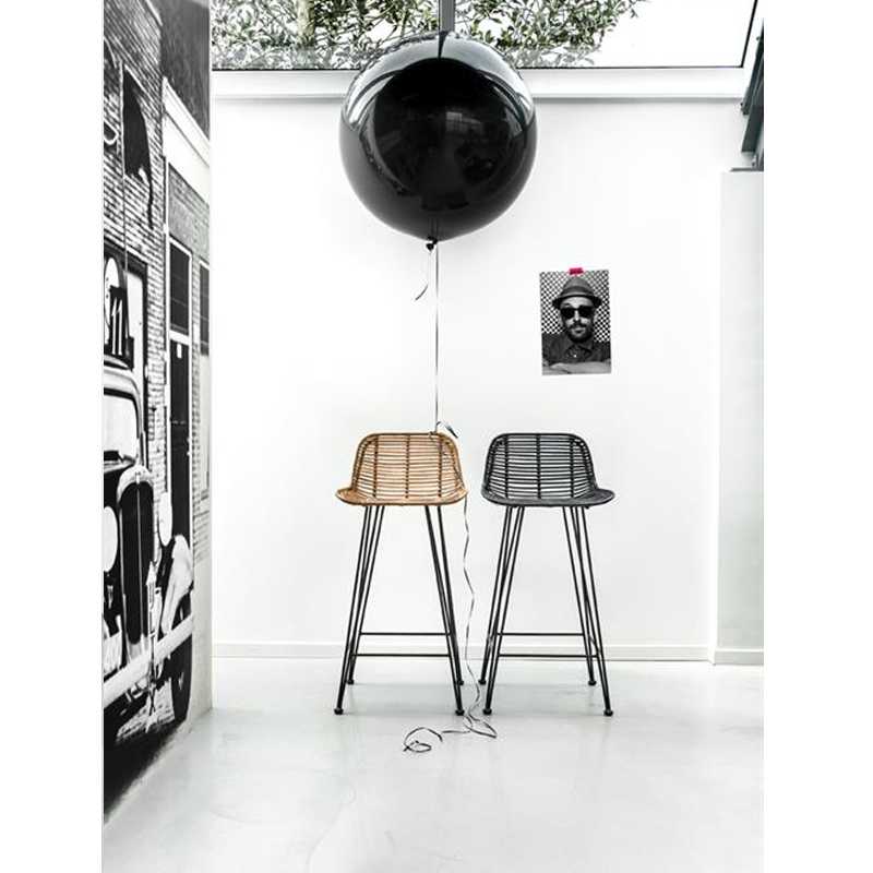 RATTAN BAR STOOL BLACK- ΣΚΑΜΠΩ ΜΠΑΡ  ΚΩΔ 0017S - 42×47×66cm 