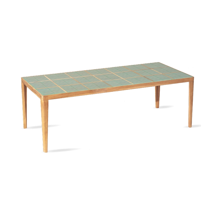 YAREN 220 TEAK TABLE CERAMIC TILE GREEN - ΤΡΑΠΕΖI ΤΡΑΠΕΖΑΡΙΑΣ ΚΩΔ 2275S - 220×100×75cm 
