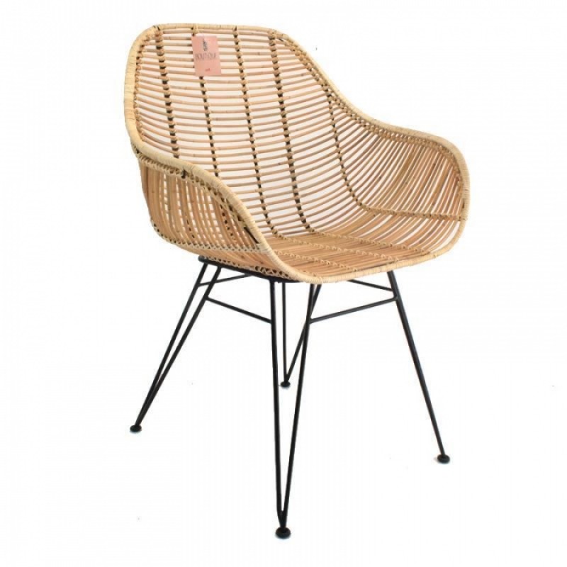 ΠΟΛΥΘΡΟΝΑ ΒUCΚΕΤ-VIGO RATTAN ΜΕ ΜΑΥΡΟ ΜΕΤΑΛΛΙΚΟ ΣΚΕΛΕΤΟ Μήκος: 65 cm, Πλάτος: 53 cm, Ύψος: 91 cm