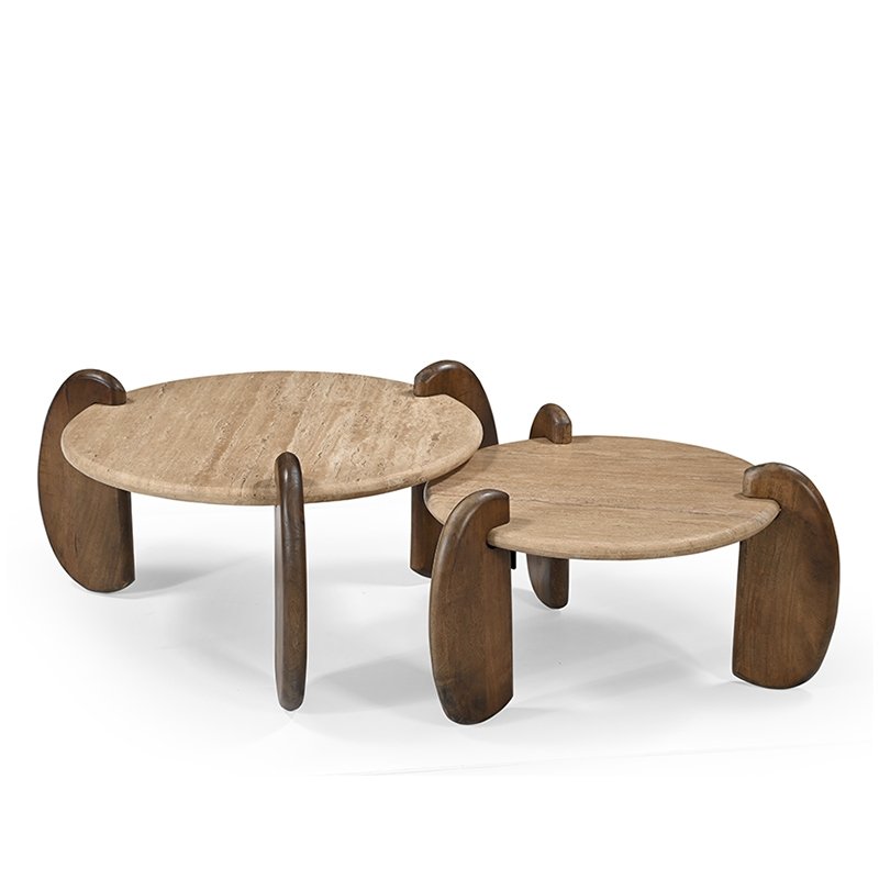 GODZI 66 TRAVERTINO COFFEE TABLE   Size 66 × 66 × 39 cm (L x W x H)