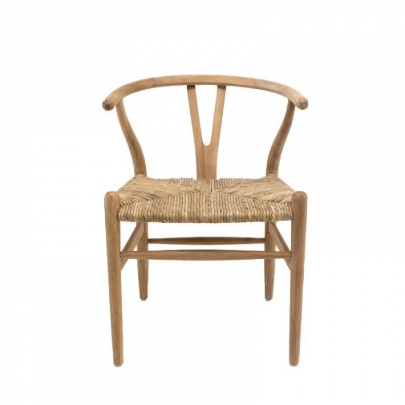 ΠΟΛΥΘΡΟΝΑ WISHBONE 7251 TEAK ΜΕ ΦΥΣΙΚΗ ΨΑΘΑ Μήκος: 46 cm, Πλάτος: 45 cm, Ύψος: 90 cm