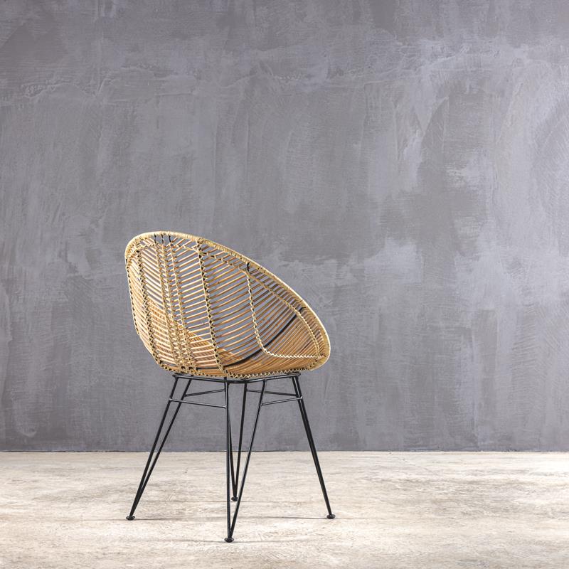 Πολυθρόνα μεταλλική με ρατταν φυσικο   SAKURA DINING CHAIR RATTAN NATURAL  - 657878   Size 63 × 65 × 88 cm (L x W x H)   