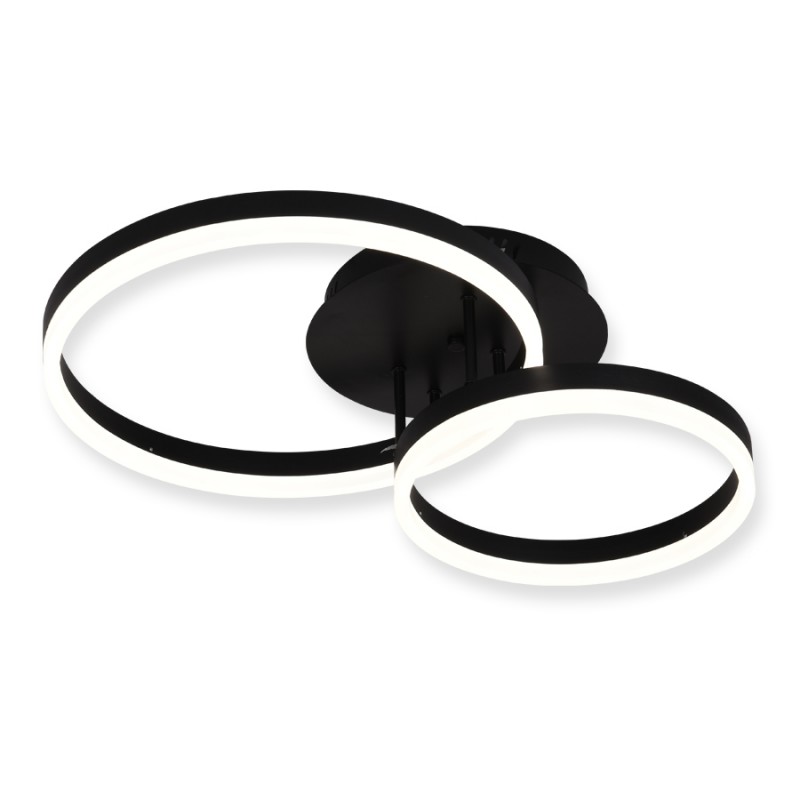 Sun Light Μοντέρνα Μεταλλική Πλαφονιέρα Οροφής με Ενσωματωμένο LED σε Μαύρο χρώμα 61cm Κωδικός: C88059/2-BK