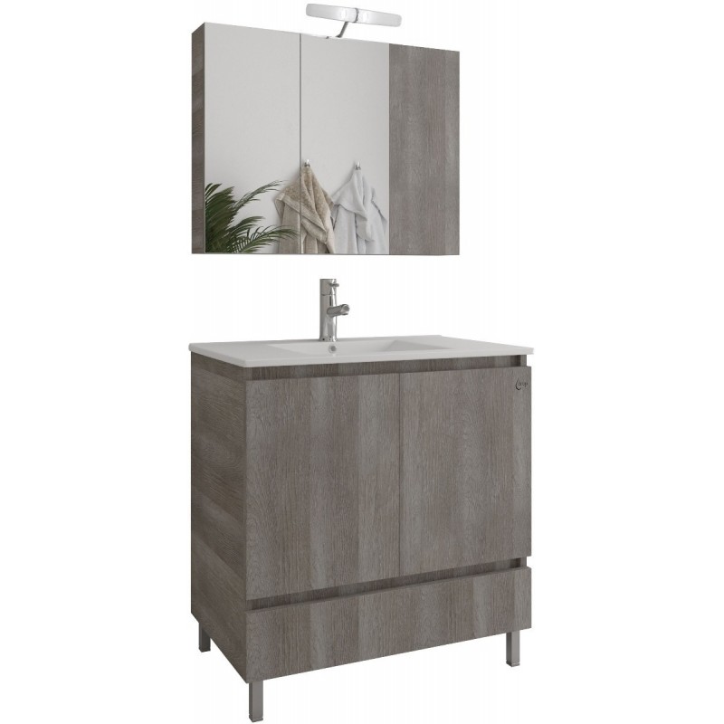 Drop Delta 75 Πάγκος με Νιπτήρα & Καθρέπτη Μ75xΒ45xΥ80cm Γκρι Κωδικός: 46566639