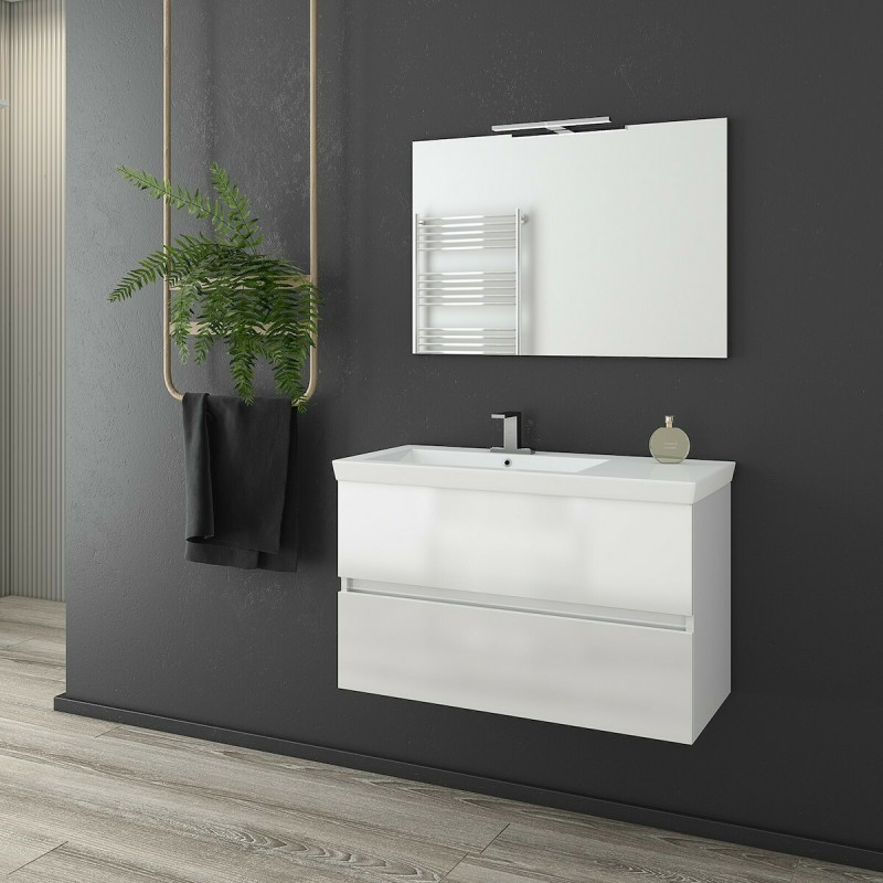 Drop Luxus 85 Πάγκος με Νιπτήρα & Καθρέπτη Μ81xΒ40xΥ50cm Λευκός Κωδικός: 28581765