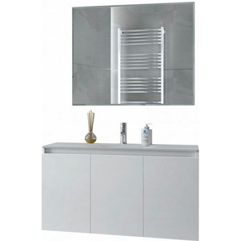 Drop Verona 90 Πάγκος με Νιπτήρα & Καθρέπτη Γυαλιστερή Λάκα Μ90xΒ45xΥ50cm Λευκός Κωδικός: 21621774