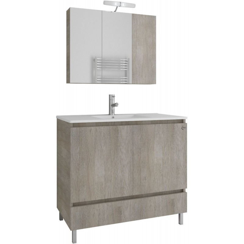 Drop Delta 90 Πάγκος με Νιπτήρα & Καθρέπτη Μ90xΒ45xΥ80cm Μπεζ Κωδικός: 46522104