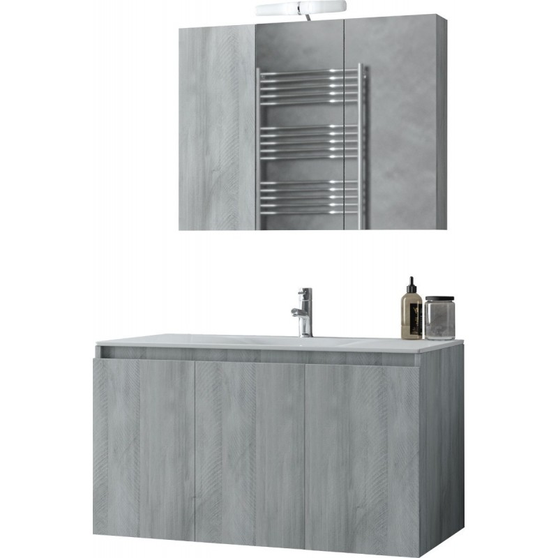 Drop Verona 90 Πάγκος με Νιπτήρα & Καθρέπτη Γυαλιστερή Λάκα Μ90xΒ45xΥ50cm Γκρι Κωδικός: 25463370