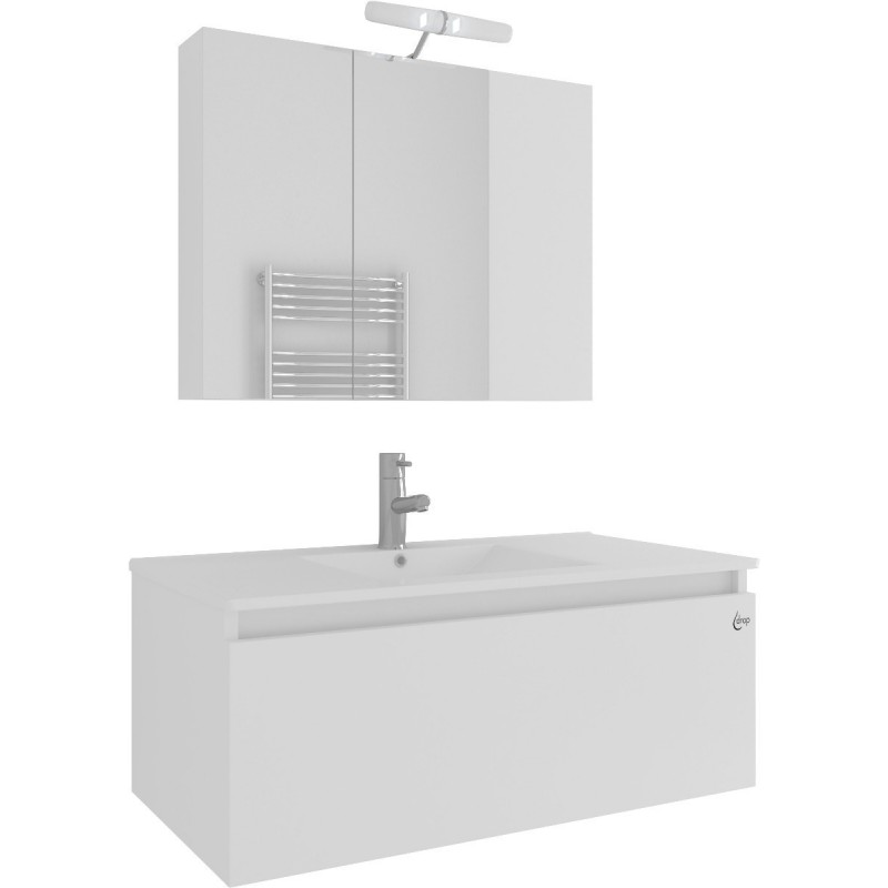 Drop Liberty 90 Πάγκος με Νιπτήρα & Καθρέπτη Μ90xΒ45xΥ35cm Λευκός Κωδικός: 46552591