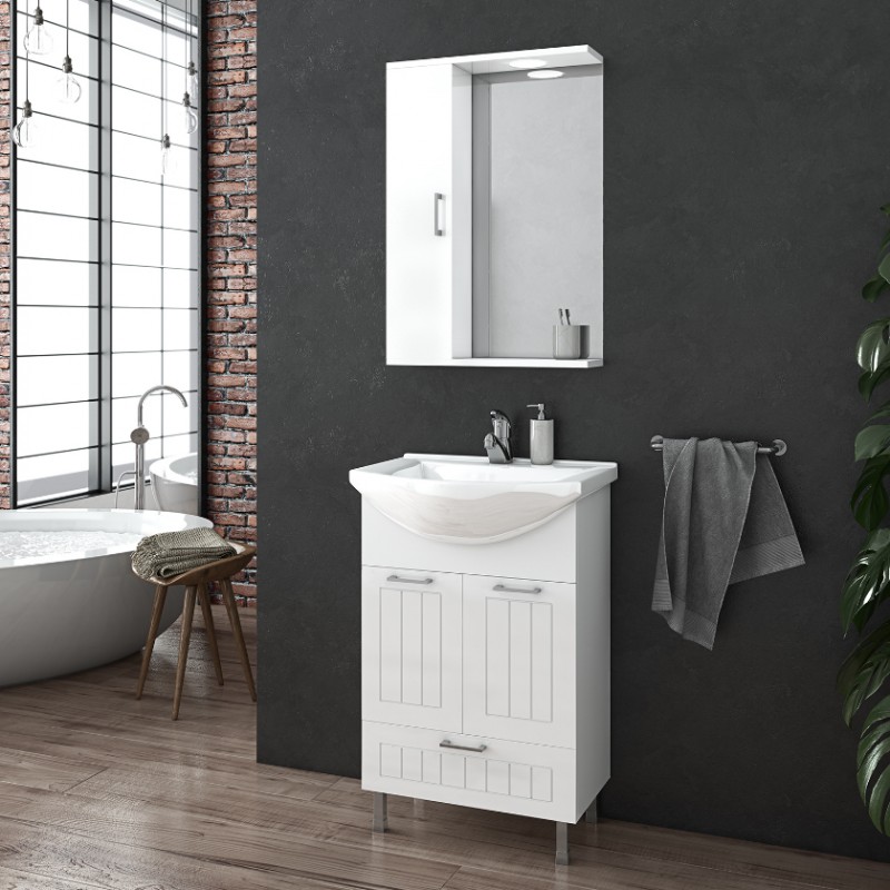 Drop Πάγκος με Νιπτήρα Γυαλιστερή Λάκα Μ55xΒ44xΥ White Κωδικός: 48118398