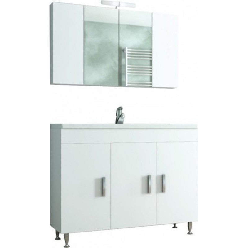 Drop Roma 100 Πάγκος με Νιπτήρα & Καθρέπτη Γυαλιστερή Λάκα Μ100xΒ39xΥ80cm Λευκός Κωδικός: 23154341