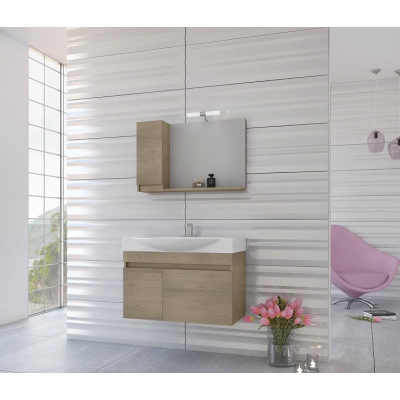 Drop Senso 85 Πάγκος με Νιπτήρα & Καθρέπτη με Φως Μ82xΒ38xΥ50cm PL Wood Κωδικός: 20463719