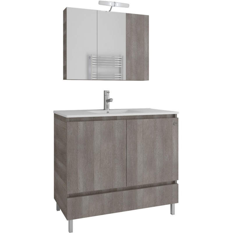 Drop Delta 90 Πάγκος με Νιπτήρα & Καθρέπτη Μ90xΒ45xΥ80cm Γκρι Κωδικός: 46522357