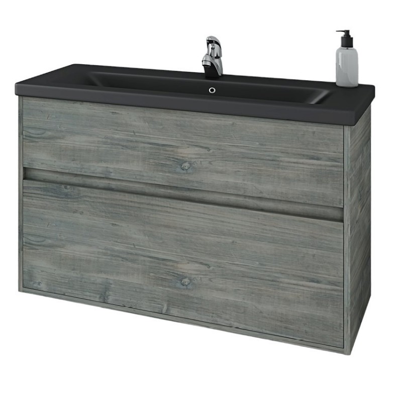 Drop Instinct 100 Πάγκος με Νιπτήρα Γυαλιστερή Λάκα Μ96.5xΒ43.5xΥ60cm Smoked/Black Κωδικός: 40882970