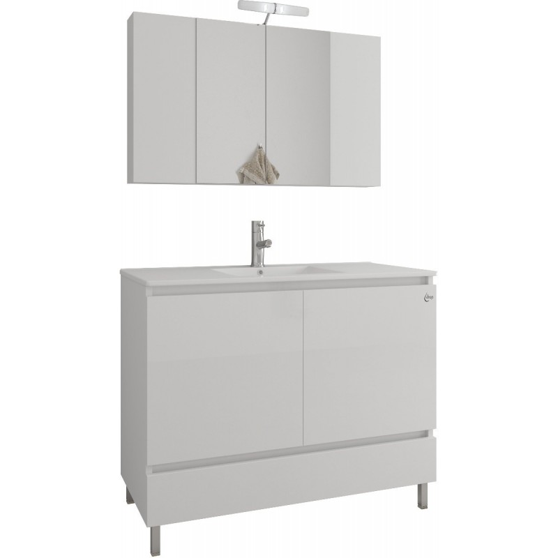 Drop Delta 100 Πάγκος με Νιπτήρα & Καθρέπτη Μ100xΒ45xΥ80cm Λευκός Κωδικός: 46522064