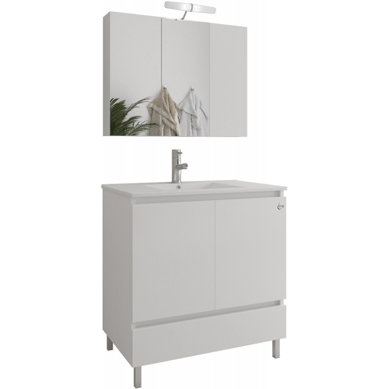 Drop Delta 75 Πάγκος με Νιπτήρα & Καθρέπτη Μ75xΒ45xΥ80cm Λευκός Κωδικός: 46566624