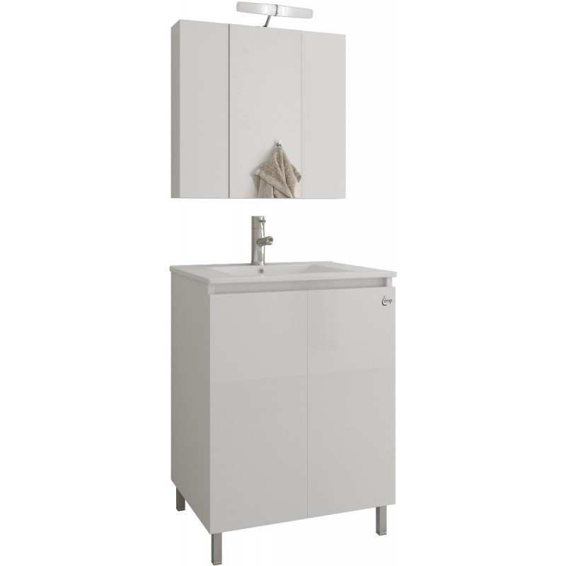 Drop Gemini 60 Πάγκος με Νιπτήρα & Καθρέπτη Μ60xΒ45xΥ80cm Λευκός Κωδικός: 46521540