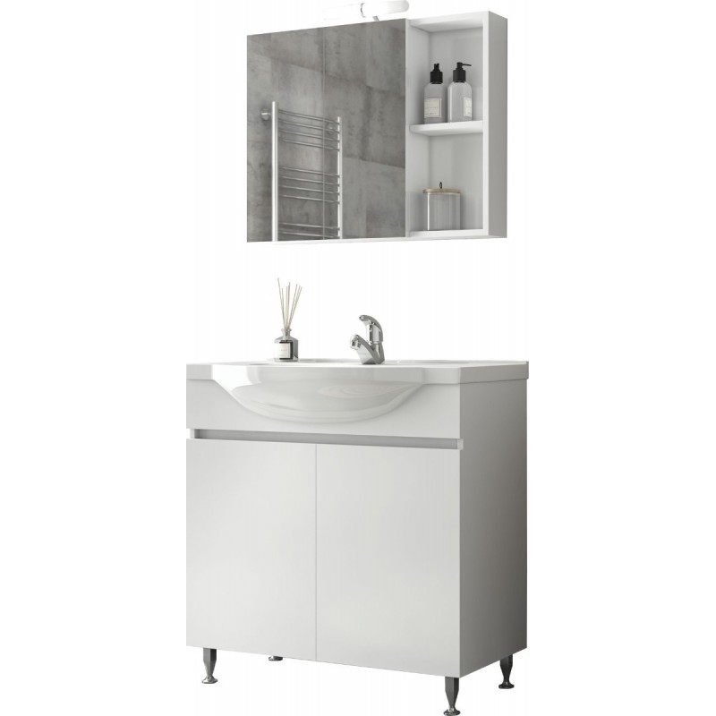 Drop Alfa 85 Πάγκος με Νιπτήρα & Καθρέπτη Μ82xΒ33xΥ80cm Λευκός Κωδικός: 21377067