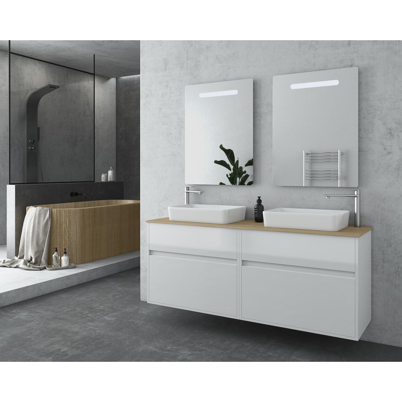 Drop Instinct 150 Πάγκος με Νιπτήρα & Καθρέπτη με Φως Γυαλιστερή Λάκα Μ152xΒ44.5xΥ60cm White Top-2 Κωδικός: 30359814