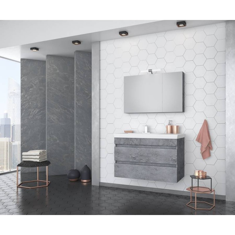 Drop Luxus 85 Πάγκος με Νιπτήρα & Καθρέπτη Μ80xΒ40xΥ50cm Granite Κωδικός: 20459484