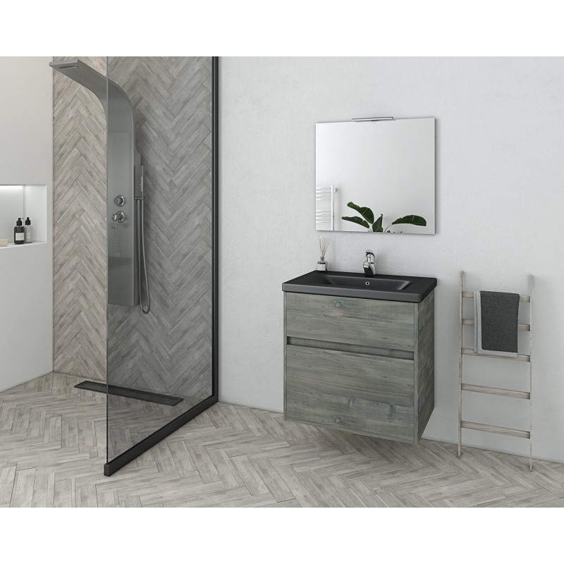 Drop Instinct 65 Πάγκος με Νιπτήρα & Καθρέπτη Γυαλιστερή Λάκα Μ62xΒ43.5xΥ60cm Smoked Oak Κωδικός: 30609888