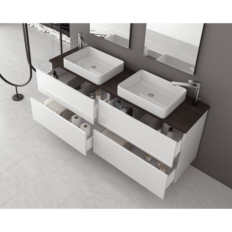 Drop Luxus 160 Πάγκος με Νιπτήρα & Καθρέπτη με Φως Μελαμίνη Μ81xΒ40xΥ50cm Λευκός Κωδικός: 30619456