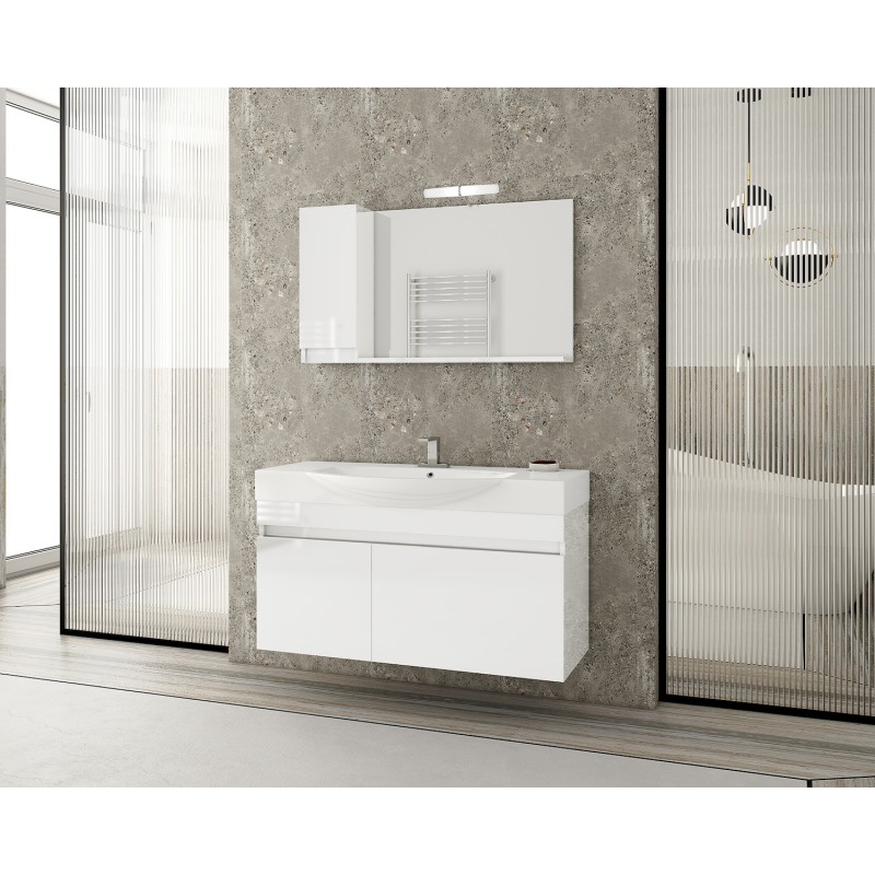 Drop Senso 105 Πάγκος με Νιπτήρα & Καθρέπτη Μελαμίνη Μ102xΒ38xΥ50cm Λευκός Κωδικός: 40630289 