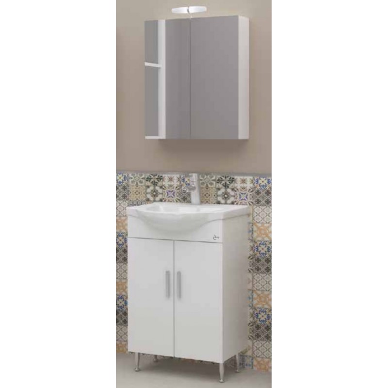 Drop Luna 55 Πάγκος με Νιπτήρα & Καθρέπτη Απλό Μελαμίνη Μ50xΒ34xΥ80cm Λευκός Κωδικός: 31363748