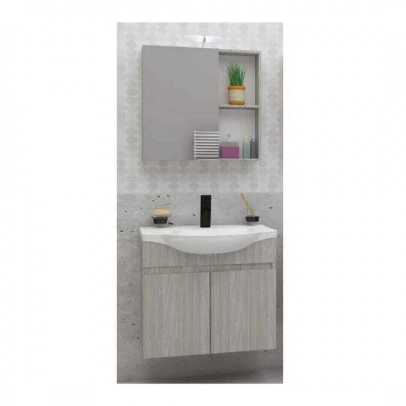 Drop Fiore 65 Πάγκος με Νιπτήρα & Καθρέπτη Μελαμίνη Μ60xΒ34xΥ60cm Γκρι Κωδικός: 38562855