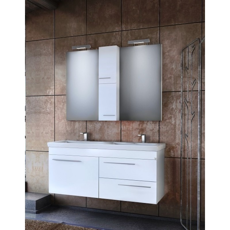 Drop Status 120 Πάγκος με Νιπτήρα & Καθρέπτη Γυαλιστερή Λάκα Μ116xΒ40xΥ50cm WHITE Κωδικός: 47318588