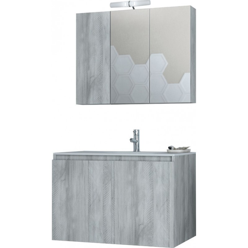 Drop Verona 75 Πάγκος με Νιπτήρα & Καθρέπτη Γυαλιστερή Λάκα Μ75xΒ45xΥ50cm Γκρι Κωδικός: 21621427