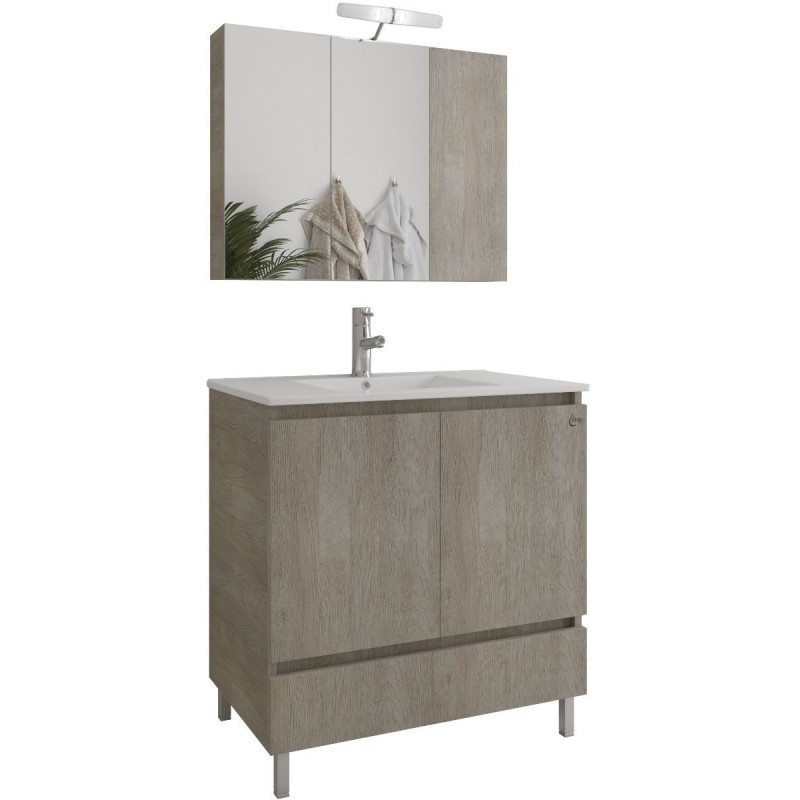 Drop Delta 75 Πάγκος με Νιπτήρα & Καθρέπτη Μ75xΒ45xΥ80cm Μπεζ Κωδικός: 46566621