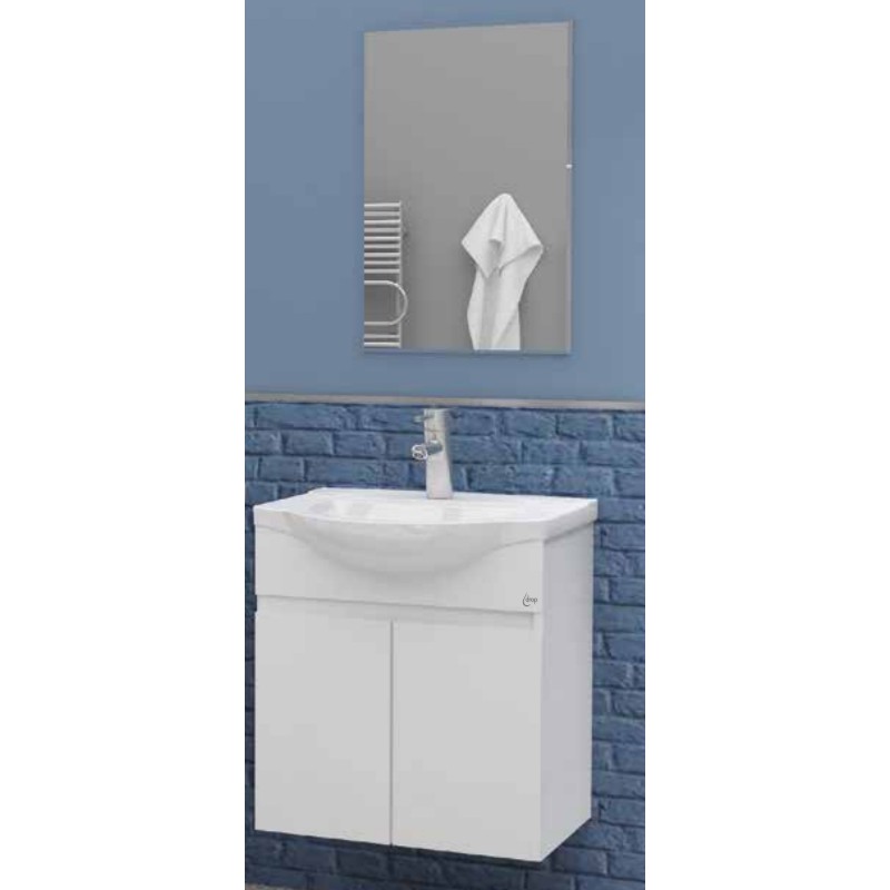 Drop Fiore 55 Πάγκος με Νιπτήρα & Καθρέπτη Μ50xΒ34xΥ60cm Λευκός Κωδικός: 31301777