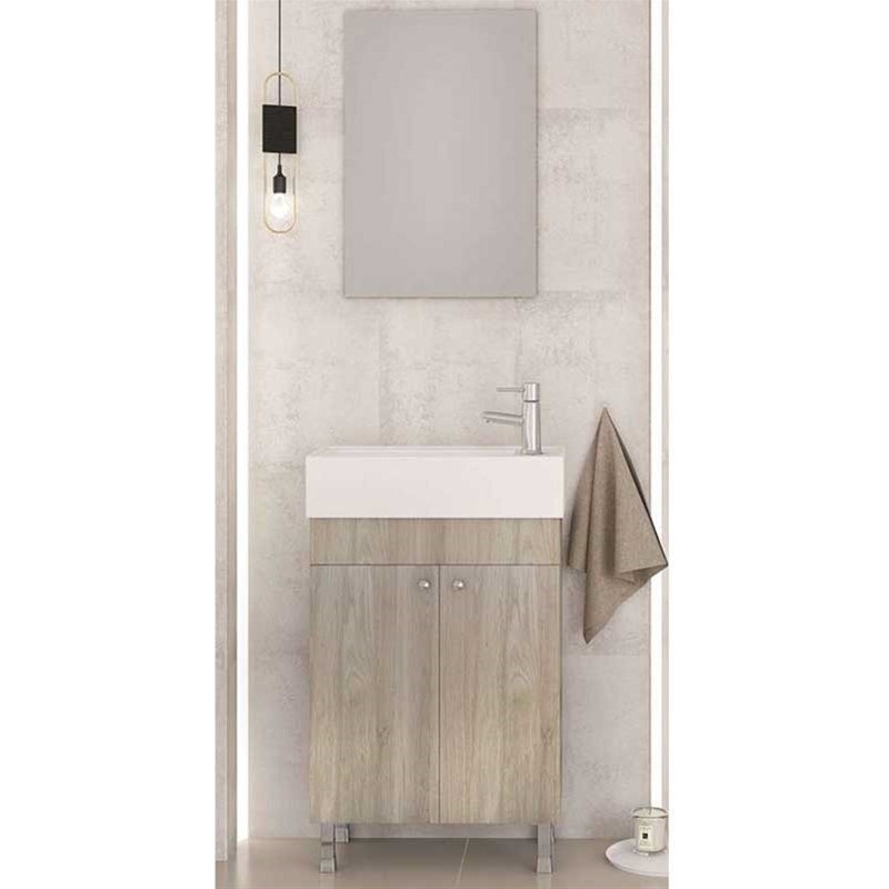 Drop Litos 50 Πάγκος με Νιπτήρα & Καθρέπτη Μ50xΒ25.5xΥ60cm Καφέ Κωδικός: 48820397