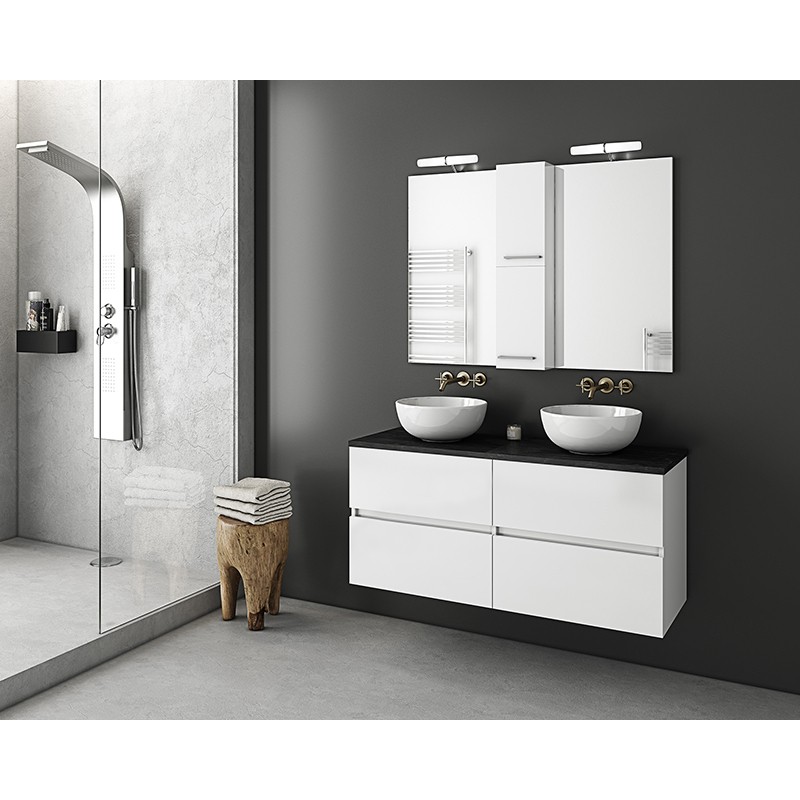 Drop Luxus 120 Πάγκος με Νιπτήρα & Καθρέπτη Μ116xΒ40xΥ50cm White Top Κωδικός: 35517117