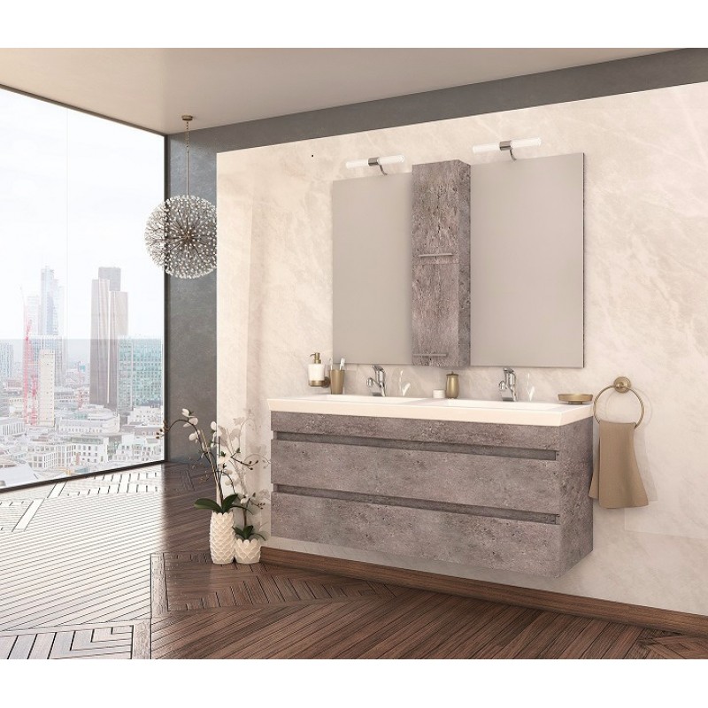 Drop Luxus 120 Πάγκος με Νιπτήρα & Καθρέπτη με Φως Μ116xΒ40xΥ50cm Granite Κωδικός: 20462099