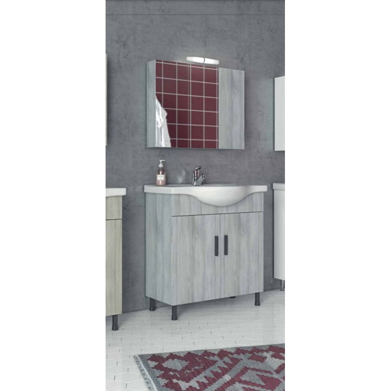 Drop Luna 80 Πάγκος με Νιπτήρα & Καθρέπτη Μελαμίνη Μ74.5xΒ34xΥ80cm Light Grigio Κωδικός: 38254780