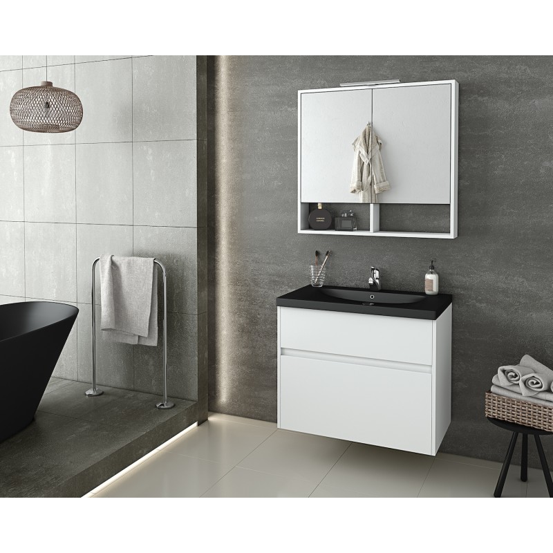 Drop Instinct 80 Πάγκος με Νιπτήρα & Καθρέπτη Μ75.5xΒ43.5xΥ60cm White BL Κωδικός: 38518609