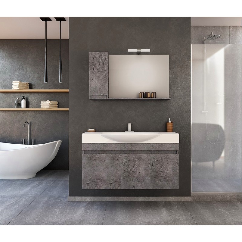 Drop Senso 105 L Πάγκος με Νιπτήρα & Καθρέπτη Μ102xΒ38xΥ50cm Granite Κωδικός: 35455074