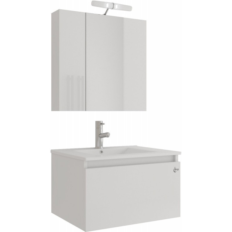 Drop Liberty 60 Πάγκος με Νιπτήρα & Καθρέπτη Μ60xΒ45xΥ35cm Λευκός Κωδικός: 46552503